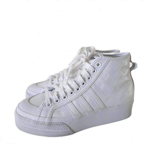 Adidas Nizza Platform Mid White Women's Sneakers Size 8 - Picture 2 of 10